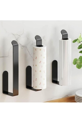 Alper Banyo Siyah Yapışkanlı Lamalı Solo Havlu Kağıdı Asacağı Solo Havluluk Siyah