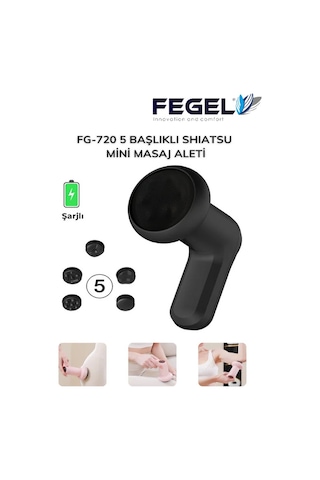 FG-720 6 Kademeli Profesyonel Masaj Tabancası - Siyah