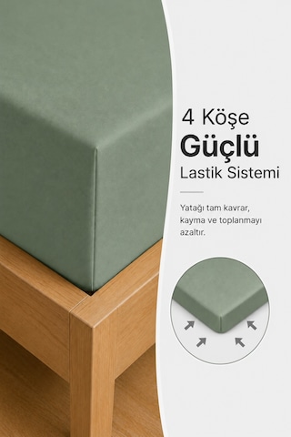 %100 Pamuklu Penye Lastikli Çarşaf 145 Gr Ağır Gramaj Kumaş Tek - Çift Kişilik Bütün Ebatlar Yumuşak Ve Nefes Alabilir Fitted Çarşaf Çağla Yeşili