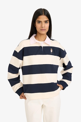 Defacto Loose Fit Polo Yaka Sweatshirt Kumaşı Sweatshirt G8070ax26sper136 Ekru-er136