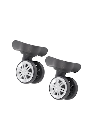 Geeroyoo Sessiz Çift Sıra Büyük Tekerlek Valiz Tamiri Aksesuarı Pp+pet Materyal Siyah 2 Adet Tekerlek 8 Adet Vida