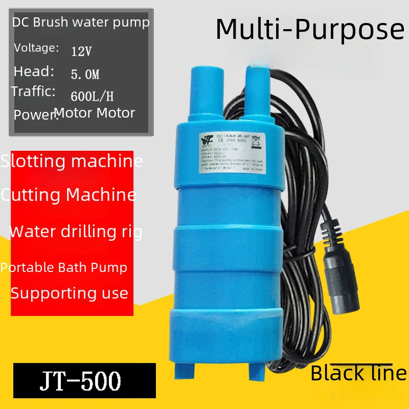 Hombey 12v Dc Mikro Su Altı Pompa - 5 Metre Lifting, 10l/dk Debi - Direkt Tip Cihaz Beyaz Kablolu, Gri Gövde, 5.5 2.1 Ana Soketli