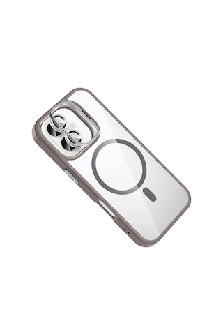 Gld-spt- Joko Apple Uyumlu iPhone 16 Remim Lensli Magsafe Standlı Kapak - Titan Gri