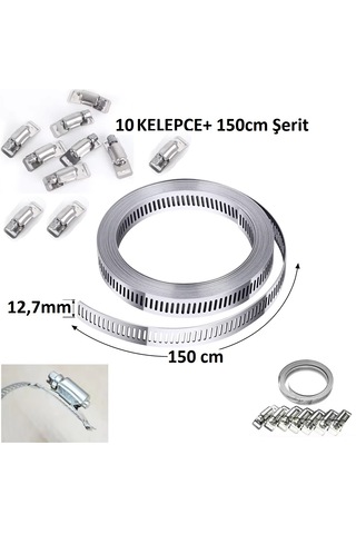 Yate10 Şerit Kelepçe 12,7mmx150cm Şerit 10 Adet Kelepçe