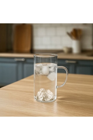 Chef Star Borosilikat Dağlı Kulplu Bardak - Şeffaf - 300 Ml Şeffaf