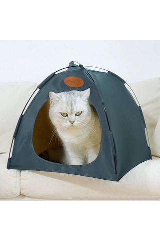 Vkemall Küçük Evcil Hayvanlar İçin Çok Boyutlu Katlanabilir Dış Mekan Çadırı, Kedi Köpek Uyku Yeri, Gri Renk, Yastık Dahil M