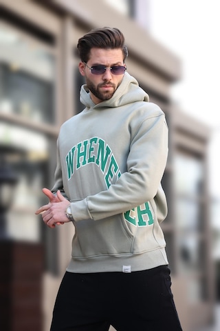 Madmext Çağla Yeşili Kapüşonlu Baskılı Cep Detaylı Erkek Sweatshirt E7065 Çağla Yeşili