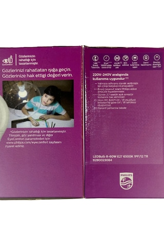 Philips 8w 60w 6500k Beyaz Işık E27 Duylu Klasik Led Ampul 10 Adet