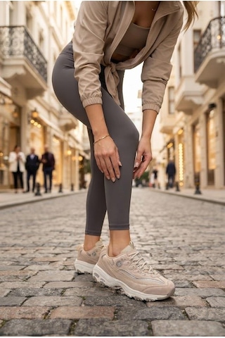 Fort 07387 Rahat Kalın Taban Sneaker Kadın Ayakkabı Bej