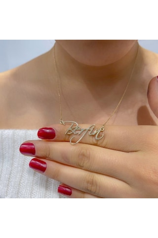 Yeni Stil Trend Isim 925 Gümüş Isimli Kolye