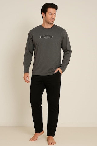Erkek 1909 Uzun Kol % 100 Pamuk Pijama Takımı Füme Füme