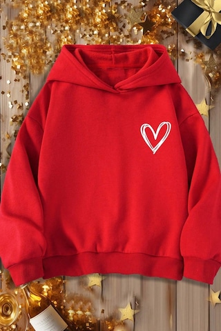 Çocuk Kalp Baskılı Sweatshirt Siyah