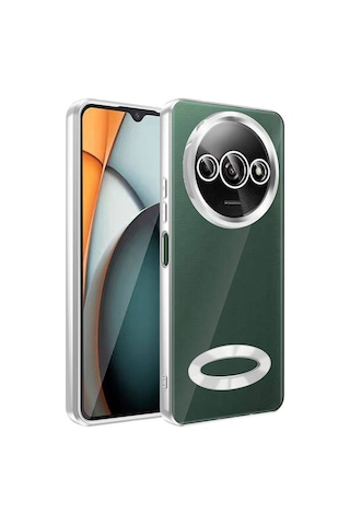 Xiaomi Redmi A3 4g 2024 Uyumlu Kılıf Kamera Korumalı Logo Gösteren Zore Omega Kapak-gümüş Gümüş