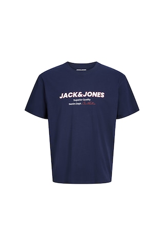 Jack & Jones Erkek Gögüs Baskili Relaxed Fit Bisiklet Yaka Tisört - Abbo - 12298470 Lacivert