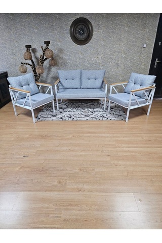 Beyaz Boyalı Bahçe - Balkon - Mutfak Çay Seti Takımı Bahçe Koltuk 001