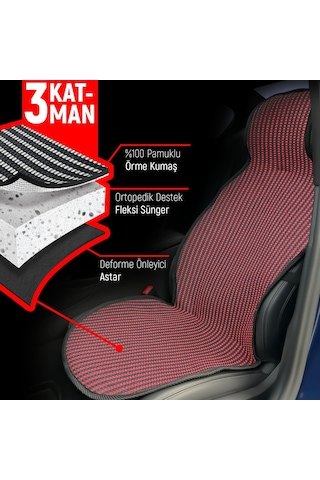 Fiat Egea Uyumlu Koltuk Kılıfı Minder Çizgili Siyah Kırmızı 2+1 Ön Arka Set
