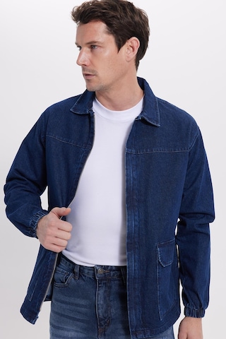 Tudors Erkek Relax Fit Rahat Kesim Çift Cep Denim Lacivert Kot Mont Gömlek-42027 Lacivert