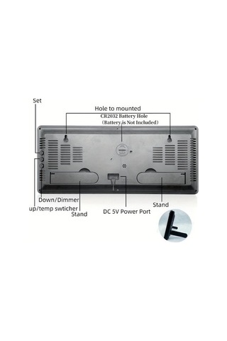 Maiyame 14.3 İnç Dijital Saat, Zaman-sıcaklık-nem Göstergeli, 3 Parlaklık Seviyesi, Akşam Otomatik Yarı Parlak Mod, 12/24 Saat, Duvar Veya Masaya Konulabilir Beyaz - Siyah