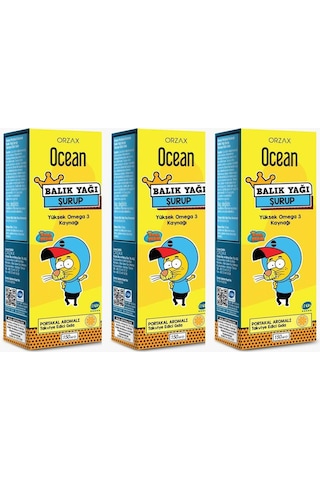 Ocean Balık Yağı Şurubu Portakal Aromalı Kral Şakir 150 ML 3 Adet