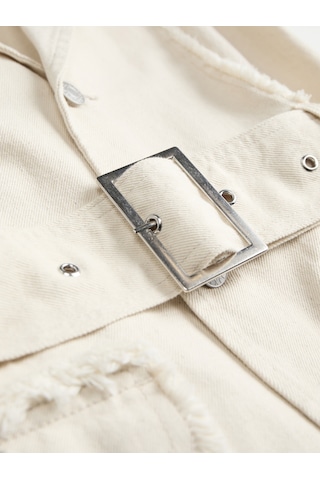 Jack & Jones Kadın Kemer Detayli Denim Yelek - Elly - 12279662 Raw Ecru Ekru