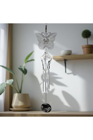Feng Shui Kelebek Temalı Rüzgar Çanı Dış Mekan Bahçe Balkon Süsü Yeni Ev & Arkadaş Hediyesi 60 Cm. 60 Cm