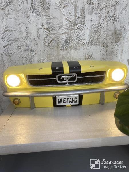 Işıklı Mustang Duvar Obje Araba, Sarı Siyah