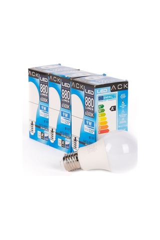 Ack 9w 3'lü Paket A60 Led Ampul 6500k Beyaz Işık 880lm E27 Ack 9w 3'lü Paket A60 Led Ampul 6500k Beyaz Işık 880lm E27