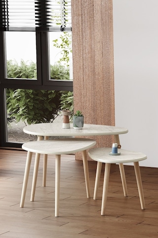 Kagu Mdf Alvin Zigon - Orta Sehpa 3'lü Ekru