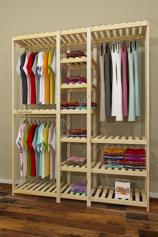 Tres Jj- Açık Ahşap El Yapımı Elbise Dolabı