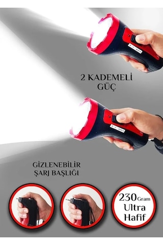 Şarjlı 10w Projektör Led El Feneri 2 Mod Aydınlatmalı Uzun Menzil Işıldak Kambur Fener 5332