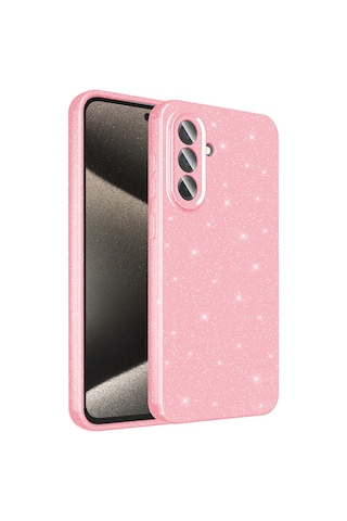 Effox Galaxy Uyumlu A36 Kılıf Kamera Korumalı Simli Lüks Koton Kapak - Açık Pembe AÇIK PEMBE