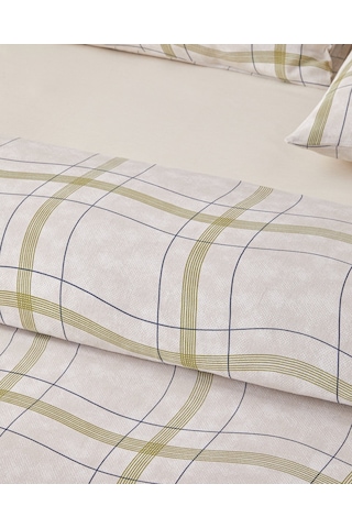 English Home Wave Check Kolay Ütülenir Çift Kişilik Çarşaflı Nevresim Takımı 200x220 Cm Açık Yeşil-bej Açık Yeşil-bej