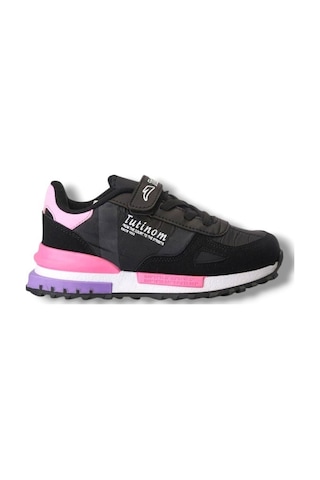 Tutinom 807-26 Anatomik Paraşüt Kumaş Kız Çocuk Sneaker Siyah Pembe 31-35 Siyah