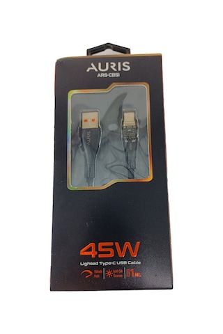 Auris Ars-cb51 45w Usb Apple iPhone Uyumlu Kablo Şeffaf Işıklı