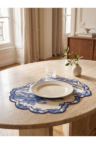 Toile Azure Embroidered Amerikan Servis Çok Renkli