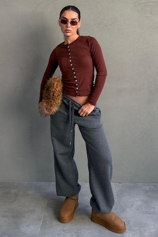 Antrasit Geniş Paça Rahat Kalıp Lastikli Eşofman Altı Mg2581 Antrasit