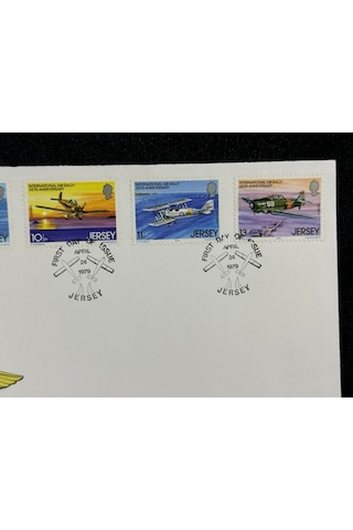 1979 Jersey Uluslararası Hava Rallisi İlk Gün Zarfı Fdc 25. Yıldönümü İnternational Air Rally 25. A  Teşhir Ürün