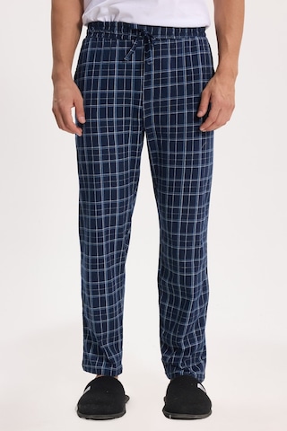 Tudors Erkek Standart Fit Normal Kesim Pamuklu Kareli Beli Bağcıklı Cepli Lacivert Pijama Altı-51262