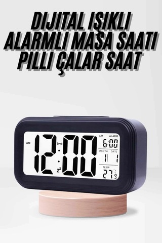 Mey İthalat Dijital Işıklı Alarmlı Çalışma Masası Ekran Pilli Çalar Saat Diğer