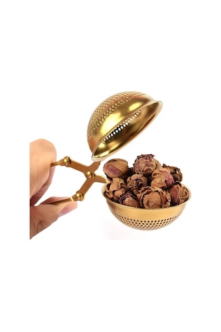 Küre Tasarımlı Gold Renkli Paslanmaz Çelik Çay Süzgeci