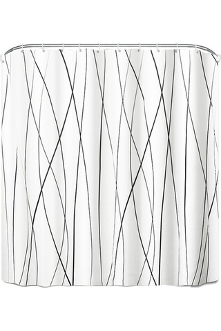 Çizgili Duş Perdesi - Ağır Kumaş, Makinede Yıkanabilir, Banyo İçin Basit Modern Gri Duş Perdeleri, 71x71 İnç Beyaz