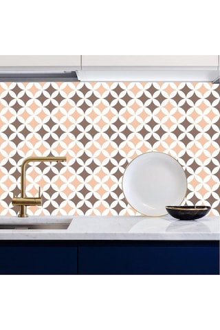 Kahve Somon Mutfak Tezgah Arası Kendinden Yapışkanlı Folyo Kaplama Fayans Taş Desen 60cm X 100cm