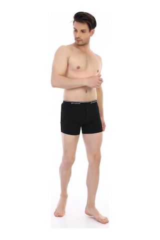Çift Kaplan Erkek Elastanlı Biyeli Siyah Boxer Şort 880
