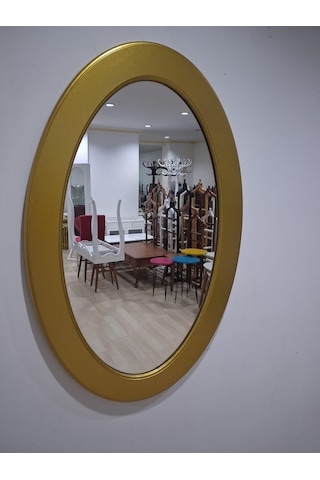 Ayna Oval 90673 Model Parlak Gold Renk Kayın Torna Kutu Sevk El Yapım Altın
