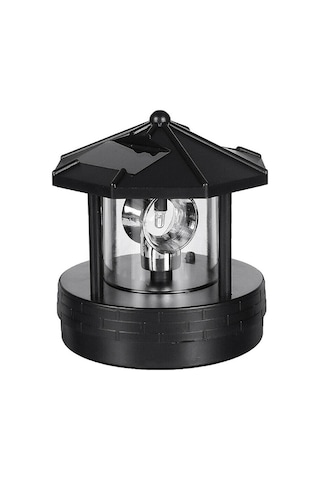 Mufunye Orta Boy Siyah Güneş Enerjili Döner Fener, Bahçe Çevre Aydınlatması, Ip44 Hava Dayanıklı Led Bahçe Dekorasyon Lambası