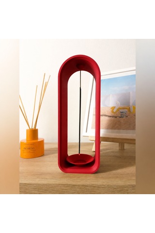 Storeşahin 3d Baskı The Shrine Tütsülük - Modern Kemer Formlu Tütsü Tutucu-kırmızı Shn0720