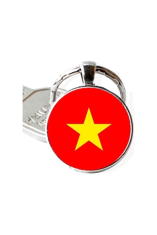Tamgacrafts Vietnam Vietnam Bayrağı Metal Anahtarlık Ülke Temalı Hediyelik Çok Renkli