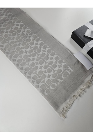 C Desen Yün İpek Şal İnce Kumaş Çift Taraflı Silk Scarfs Taş Gri