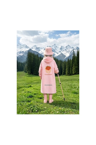 Lilymoon Çocuk Yağmurluğu Siperlikli Kapüşon Uzun Boy Pembe