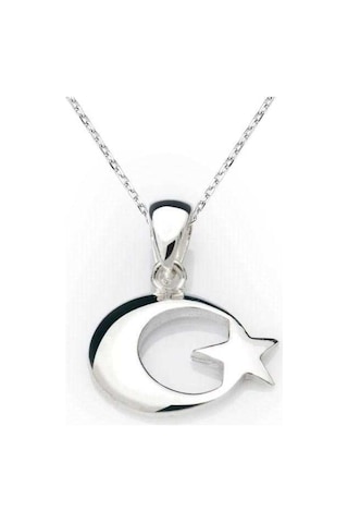 Gümüş Ay Yıldız Bayrak Kolye (77919973)